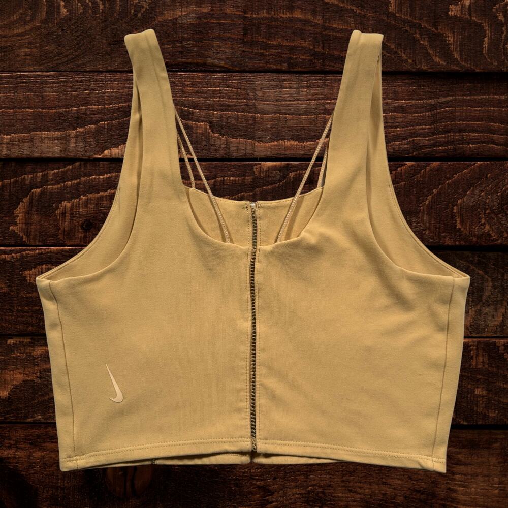 Nike Women's Luxe Cropped Yoga Ladder Stitch Double Strap Tank Top Yellow Small - Picture 3 of 8